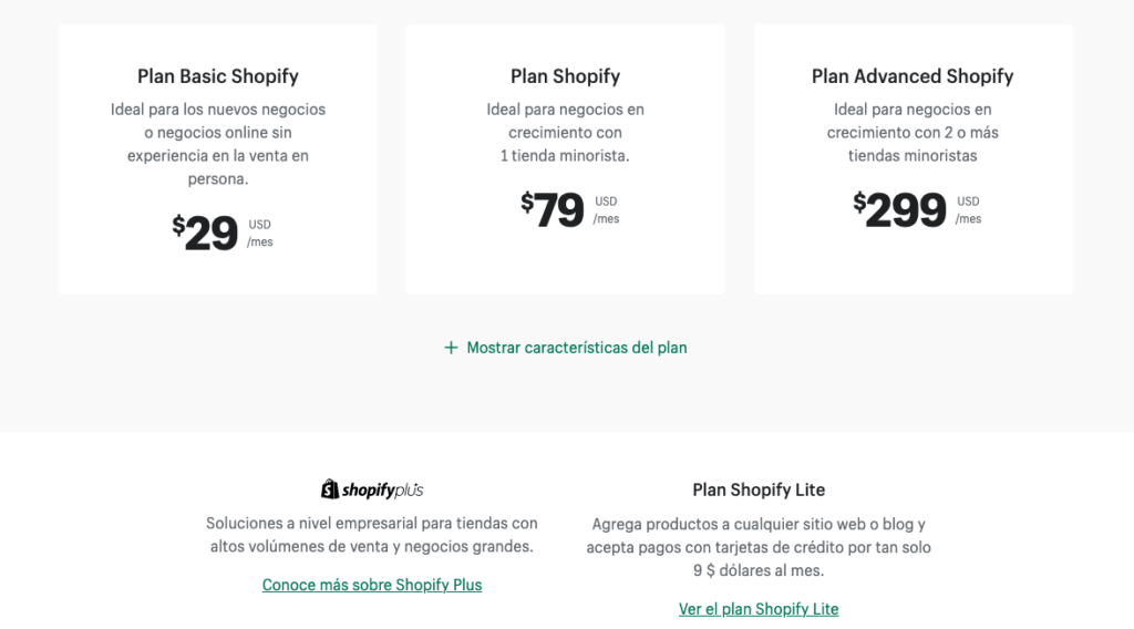 Planes Shopify Precios México